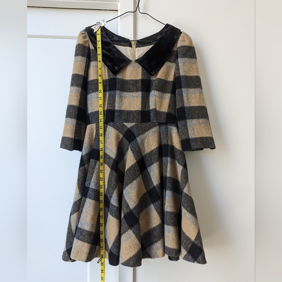Cynthia Rowley Black and Tan Plaid Dress - Picture 5 of 9